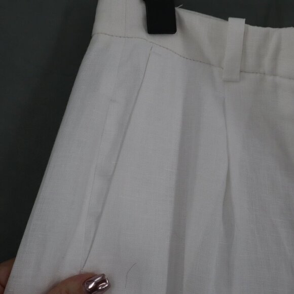 J.Crew Petite Wide-Leg Essential Pant In Linen Women 0P White Polished Lagenlook - Picture 5 of 15